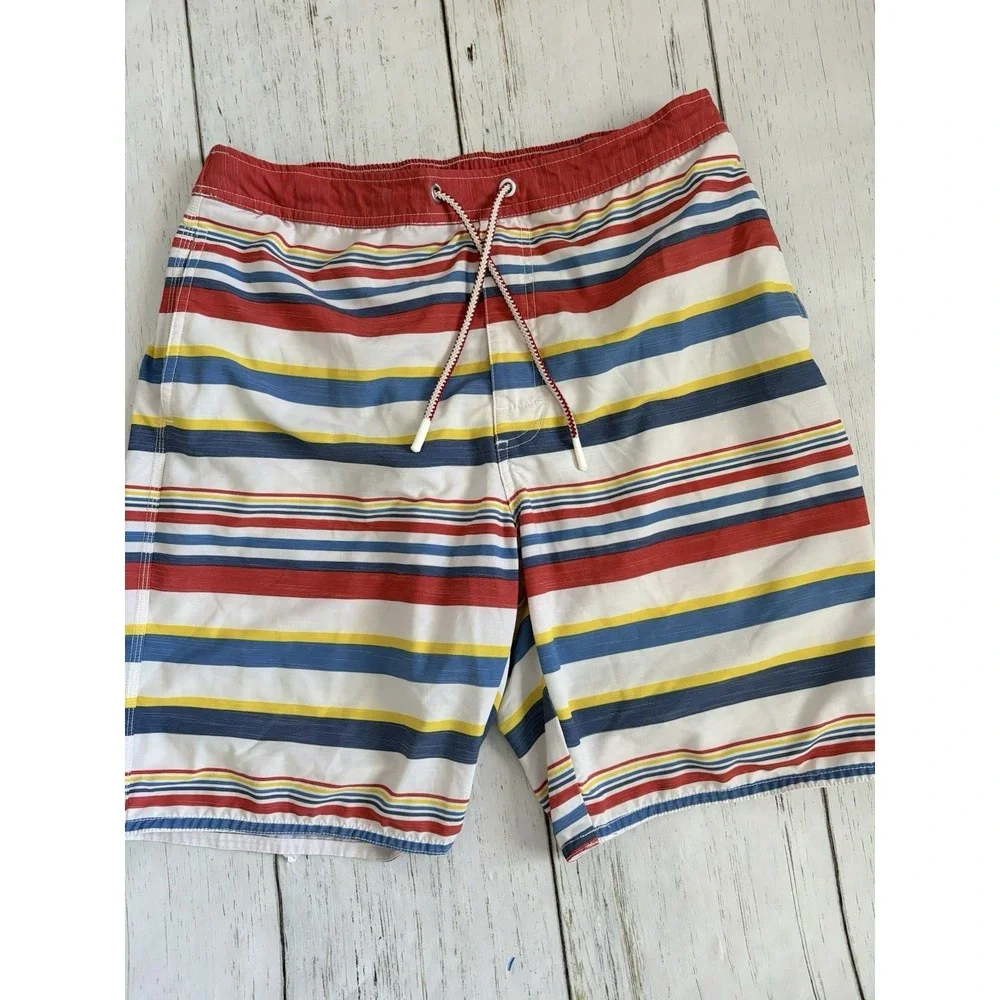 Johnnie O Men Cayenne Stripe Back Elastic Drawstring Swim Trunks 8.5